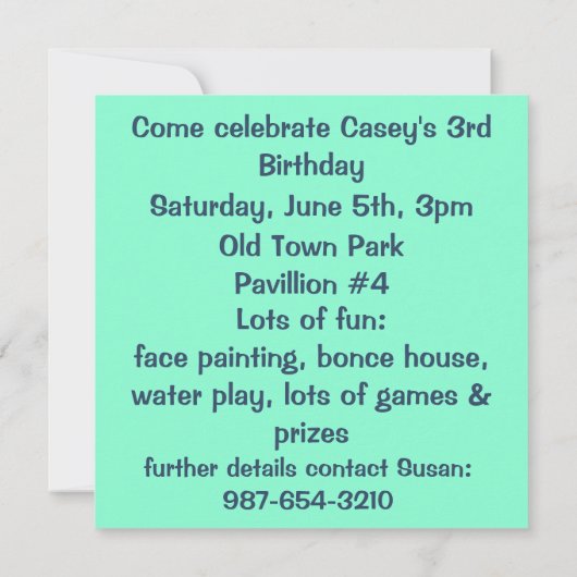 青いジーンのデニムの誕生日の招待状 招待状 (裏面)