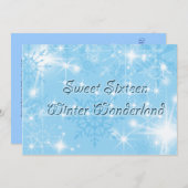 青いスイート16の招待状 ウィンターワンダーランド 招待状 (正面/裏面)