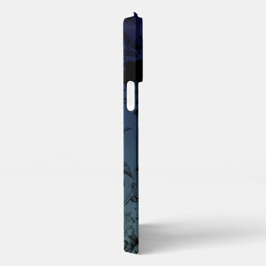 青いスカルとフローラ iPhoneケース (右側面)