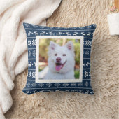 青いスカンジナビアの冬パターン-写真を加えて下さい クッション (ブランケット)