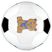 青いスカーフを着たテディベア サッカーボール (回転)