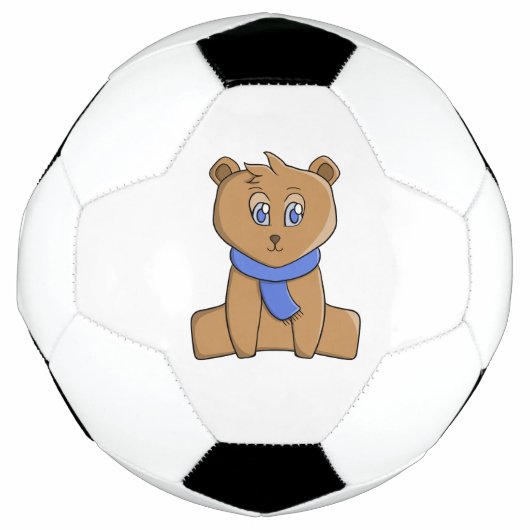 青いスカーフを着たテディベア サッカーボール (正面)