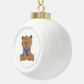 青いスカーフを着たテディベア セラミックボールオーナメント (右)