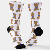 青いスカーフを着たテディベア ソックス (傾斜あり)