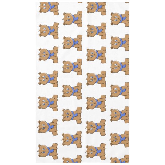 青いスカーフを着たテディベア テーブルクロス (正面)