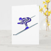 青いスキーは絶食します カード (黄色い花)