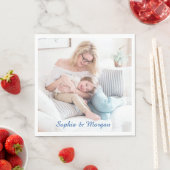 青いスクリプトの写真と名前 スタンダードランチョンナプキン (インサイチュ)