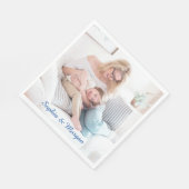 青いスクリプトの写真と名前 スタンダードランチョンナプキン (角)