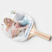 青いスクリプトの写真と名前 卓球ラケット (横)