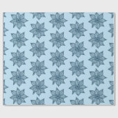 青いスケッチー淡い色のの花のプロシアンブルー ラッピングペーパー (フラット)