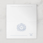 青いスケッチ葉モノグラ結婚ムの円 プレイスカード (外部開封)