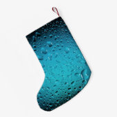 青いスタイリッシュカッコいい水がモノグラムを滴る スモールクリスマスストッキング (裏面 (吊り時))