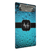 青いスタイリッシュカッコいい水がモノグラムを滴る ミニクリップボード (アングル)