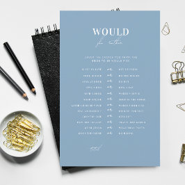 青いスタイリッシュブライダルシャワーは彼女はむしろゲームをする