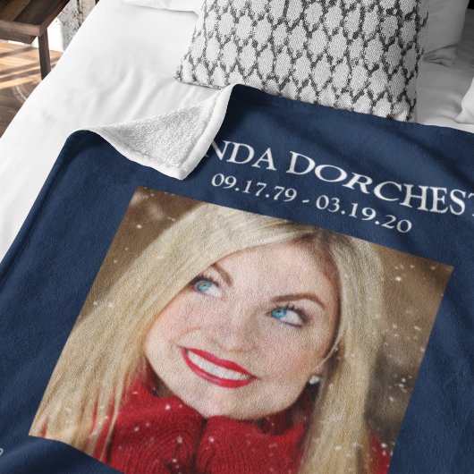 青いスタイリッシュ写真記念の献上品 フリースブランケット