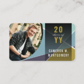 青いスタイリッシュ幾何学線モダン写真卒業 コーリングカード (正面)