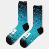 青いスタイリッシュ水滴カッコいいスイムコーチモノグラム ソックス (左)