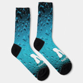 青いスタイリッシュ水滴カッコいいスイムコーチモノグラム ソックス (右)
