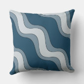 青いスタイリッシュ波紋の線のストライプパターン クッション (裏面)