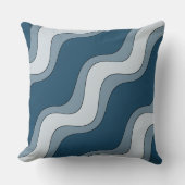 青いスタイリッシュ波紋の線のストライプパターン クッション (正面)