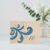 青いスタイリッシュ渦巻き表の番号葉書 ポストカード (スタンド正面)