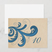 青いスタイリッシュ渦巻き表の番号葉書 ポストカード (正面/裏面)
