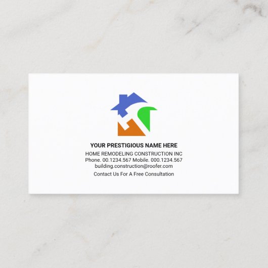 青いスタイリッシュHandyman Tools Layer Builder 名刺 (裏面)