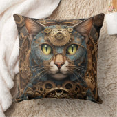 青いスチームパンク猫AIアートピロー クッション (ブランケット)