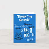 青いスティックとパックの時間に感謝の気持ちを伝える サンキューカード (正面)