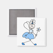 青いスティックフィギュア天使マグネット マグネット (正面/裏面)