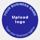 青いステッカーのラウンドパターンタグライン文字 ラウンドシール (正面)