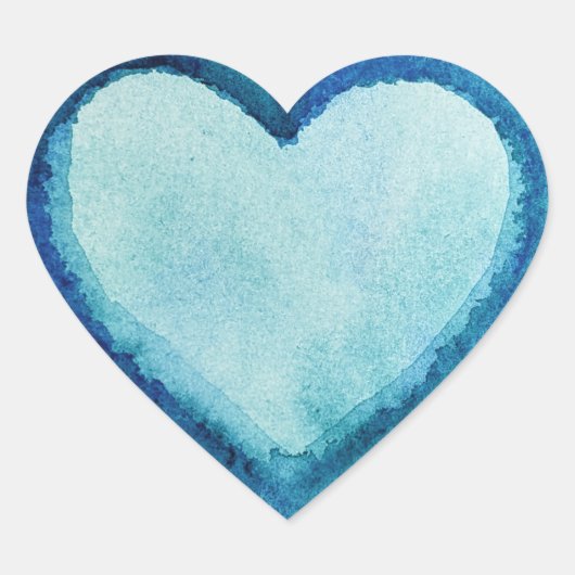 青いステッカーの美しいハート ハートシール (正面)