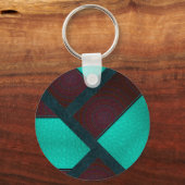 青いステッチカラフルパッチワーク革 キーホルダー (正面)