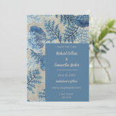 青いステッチフローラ結婚式の日付を保存 セーブザデート (スタンド正面)