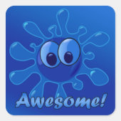 青いステッ素晴らしカー スクエアシール (正面)