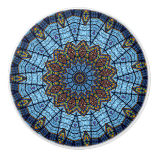 青いステンドグラスのセラミック引出しキャビネットノブ セラミックノブ