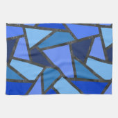 青いステンドグラス模様の色合い キッチンタオル (横)