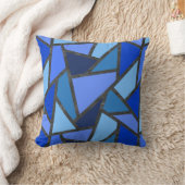 青いステンドグラス模様の色合い クッション (ブランケット)