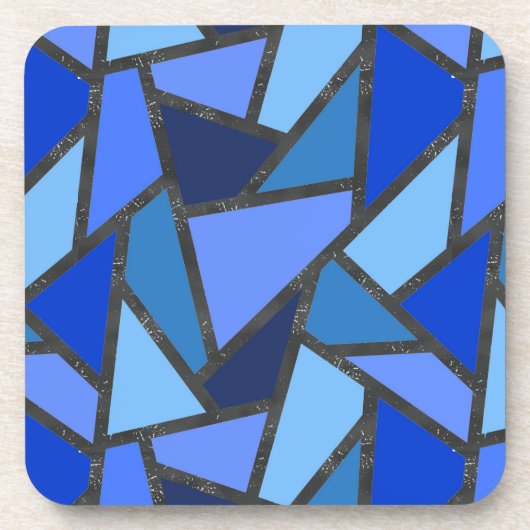 青いステンドグラス模様の色合い コースター (正面)