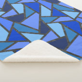 青いステンドグラス模様の色合い シェルパブランケット (3/4)