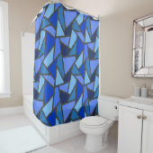 青いステンドグラス模様の色合い シャワーカーテン (インサイチュ)