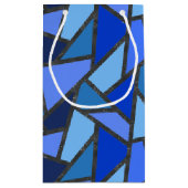 青いステンドグラス模様の色合い スモールペーパーバッグ (裏面)