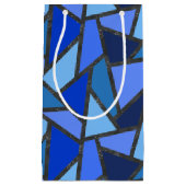 青いステンドグラス模様の色合い スモールペーパーバッグ (正面)