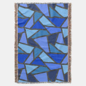 青いステンドグラス模様の色合い スローブランケット (正面縦)