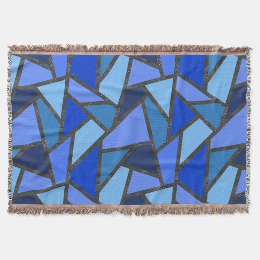青いステンドグラス模様の色合い スローブランケット (正面)