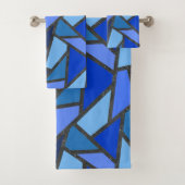 青いステンドグラス模様の色合い バスタオルセット (インサイチュ)