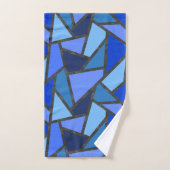 青いステンドグラス模様の色合い バスタオルセット (ハンドタオル)