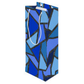 青いステンドグラス模様の色合い ワインギフトバッグ (裏面アングル)