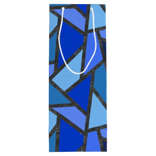 青いステンドグラス模様の色合い ワインギフトバッグ (裏面)