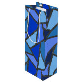 青いステンドグラス模様の色合い ワインギフトバッグ (正面アングル)